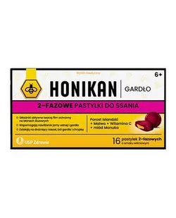 Honikan Gardło 2-fazowe Pastylki Do Ssania 16 Sztuk - Przeziębienie i grypa - miniaturka - grafika 1