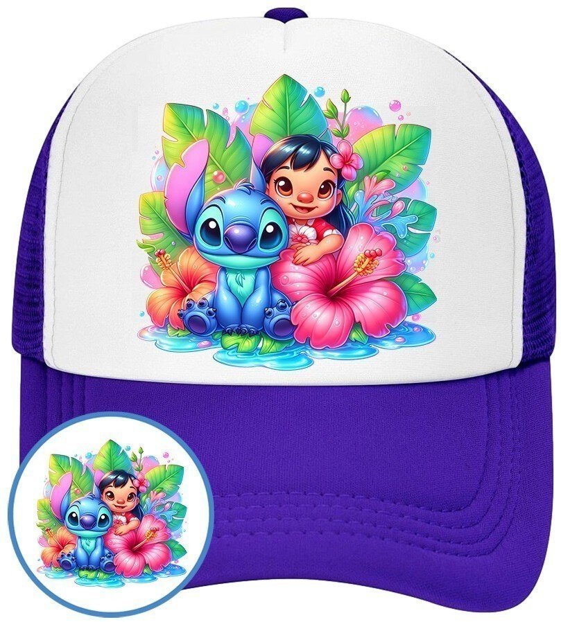 Czapka z Daszkiem Lilo i Stich Niebieska z Nadrukiem Na Lato Siatka Bejsbolówka