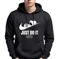 Bluzy męskie - Bluza Męska Czarna Z Kapturem Just Do It Later Snoopy Sportowe Wzory - Xxl - miniaturka - grafika 1