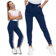 Spodnie damskie - SPODNIE DAMSKIE Gładkie z Kieszeniami Dresowe Rurki Bawełniane MORAJ - L - miniaturka - grafika 1