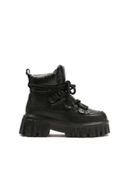 Botki damskie - Czarne trzewiki na masywnej podeszwie z miękką cholewką - miniaturka - grafika 1