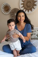 Piżamy ciążowe - Piżama ciążowa Classic z krótkim rękawem jeans S - miniaturka - grafika 1