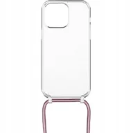 Etui i futerały do telefonów - Fixed Etui Pure Neck do iPhone 14 Pro, przezroczyste ze smyczą różową - miniaturka - grafika 1