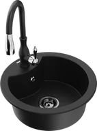 Zlewozmywaki z baterią - Mexen Diego zlewozmywak granitowy 1-komorowy z baterią kuchenną Savita, czarny - 6512-77-672601-70-B - miniaturka - grafika 1