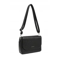 Torebki damskie - Czarna Ażurowa Torebka Listonoszka Damska LUIGISANTO Dopinany Pasek Modna - miniaturka - grafika 1