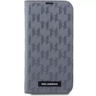 Karl Lagerfeld KLBKP14SSAKLHPG iPhone 14 6.1" bookcase srebrny/silver Saffiano Monogram - Etui i futerały do telefonów - miniaturka - grafika 3