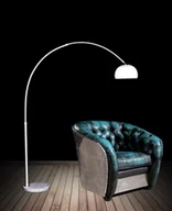 Lampy stojące - Lumina Deco AZURRO C1 lampa podłogowa biała na wysięgniku z granitową podstawą E27 - miniaturka - grafika 1