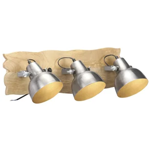 vidaXL Industrialna lampa ścienna, srebrna, 68x23cm, E27, drewno mango 320596 - Lampy ścienne - miniaturka - grafika 1