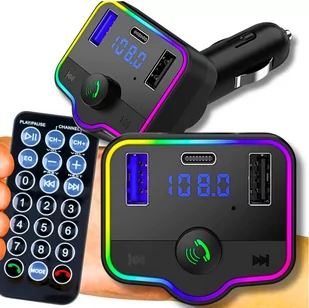 TRANSMITER SAMOCHODOWY BLUETOOTH 5.0 RADIO FM 2 X USB 1 X TYP C PILOT - Transmitery FM - miniaturka - grafika 1