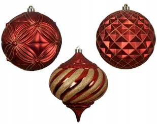 Bombka choinkowa 20cm czerwono-złota plastikowa 1 szt - Bombki - miniaturka - grafika 1