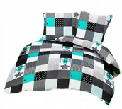 Pościel - pościel z kory 160x220 + 2 poszewki K 69-1 ala patchwork turkus - miniaturka - grafika 1