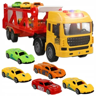 CIĘŻARÓWKA LAWETA POJAZDY AUTA RESORAKI AUTKA ZESTAW SAMOCHÓD DŹWIĘK LED-Y Z1085C - Zabawki interaktywne dla dzieci - miniaturka - grafika 1