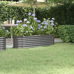 vidaXL Donica ogrodowa, malowana proszkowo stal, 152x40x36 cm, szara - Donice - miniaturka - grafika 1