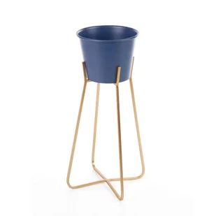 Donica Dekoracyjna Metalowa 19X34 Granatowa + Złota - Donice - miniaturka - grafika 1