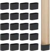 Zawiasy, okucia i inne akcesoria - Zestaw 20 ochraniaczy na nogi krzeseł, stołów i mebli - 15 x 30 mm, owalne, czarne - miniaturka - grafika 1