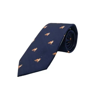 Krawat granatowy z lisami - Krawaty i muchy męskie - miniaturka - grafika 1