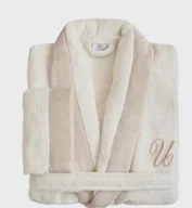 Piżamy damskie - Szlafrok bawełniany unisex Leonardo, rozmiar L, U kremowy - miniaturka - grafika 1