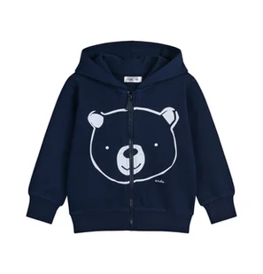 Rozpinana bluza z kapturem dla dziecka do 2 lat, z misiem, granatowa - Bluzy i sweterki niemowlęce - miniaturka - grafika 1