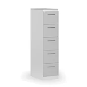 Szafy biurowe - Kartoteka metalowa PRIMO z drewnianym frontem A4, 5 szuflad, biały/szary - miniaturka - grafika 1