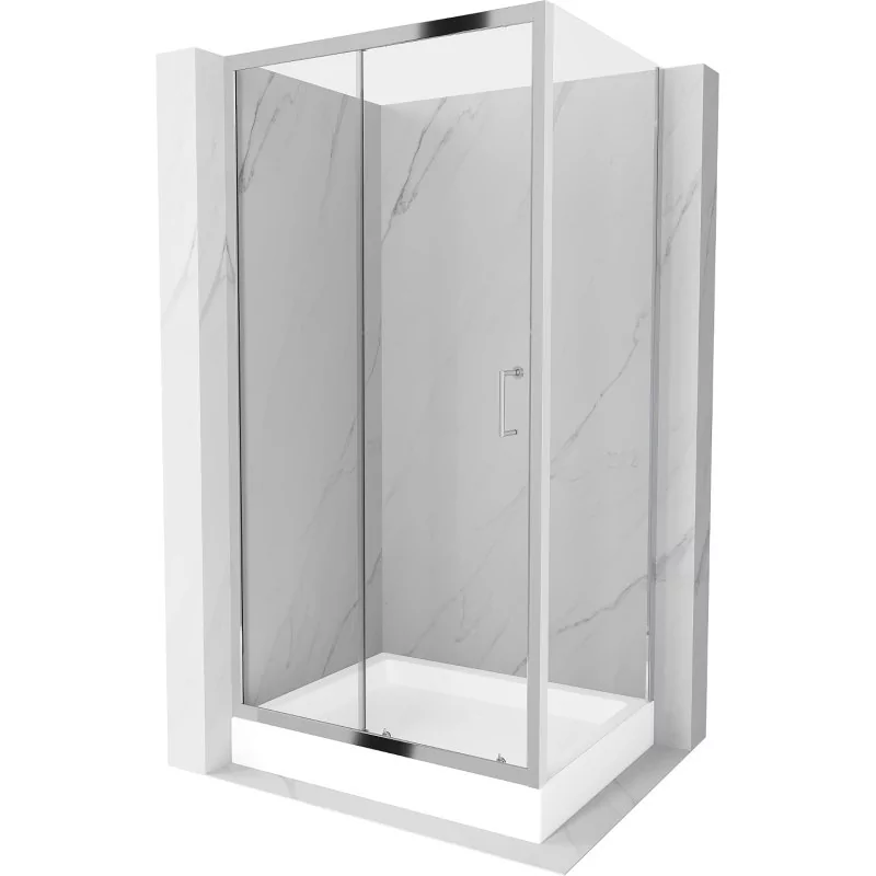 Mexen Apia kabina prysznicowa rozsuwana 120x80 cm, transparent, chrom + brodzik Rio