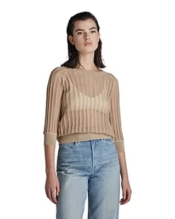 G-STAR RAW Damski sweter Pointelle 1 Sl Knit, beżowy/khaki (Westpoint Khaki D140-c531), M - Swetry damskie - miniaturka - grafika 1