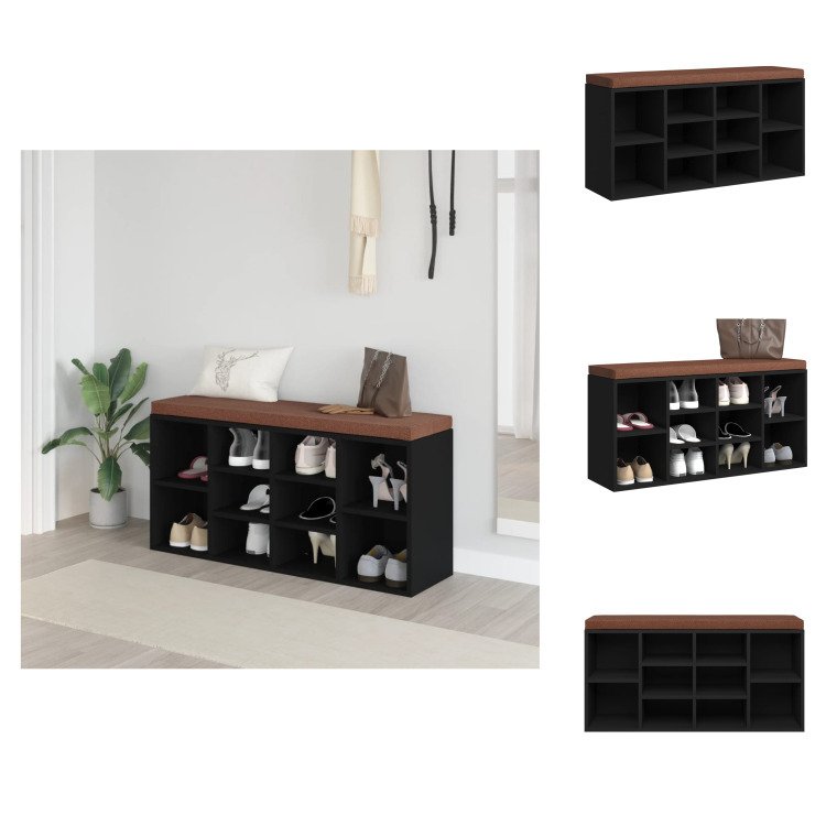 vidaXL Ławka na buty czarna 103x30x48 cm Materiał drewnopochodny - Skrzynia i ławki do przedpokoju