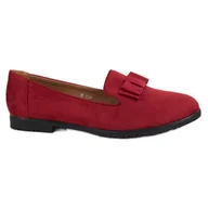 Mokasyny damskie - Miss Laura Lordsy Z Kokardką czerwone - ButyModne - miniaturka - grafika 1