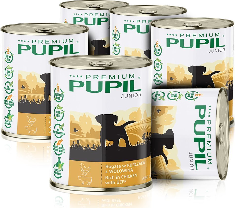 Pupil Premium Karma mokra dla psa PUPIL Premium JUNIOR bogata w kurczaka z wołowiną 6 x 850 g