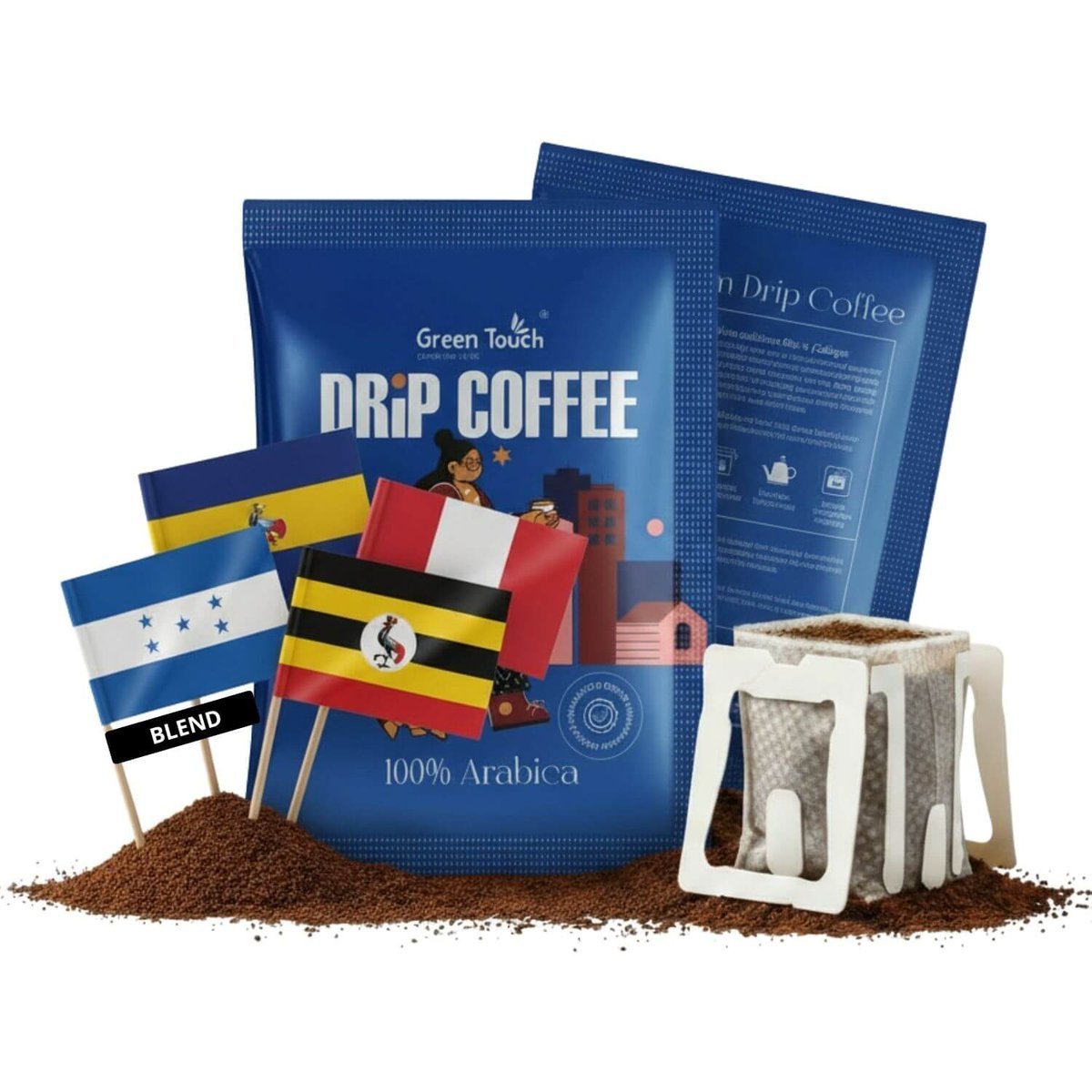 Drip bag kawa mielona Green Touch Blend Arabica 10 g z filtrem w saszetkach podróżna