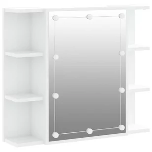 Lumarko Szafka z lustrem i LED, biała z połyskiem, 70x16,5x60 cm - Toaletki - miniaturka - grafika 3