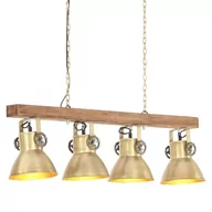 Lampy sufitowe - vidaXL Industrialna lampa sufitowa, kolor mosiądzu, E27, drewno mango 320522 - miniaturka - grafika 1