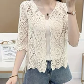 Inne - TEMU Kierunkowy, rekreacyjny, pusty, boho styl, pięciopunktowy rękaw, dzianinowy kardigan - miniaturka - grafika 1