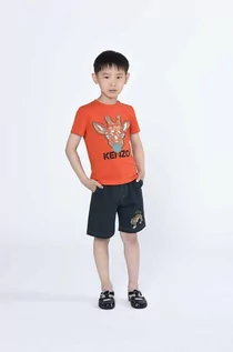 Koszulki dla chłopców - Kenzo Kids t-shirt bawełniany dziecięcy kolor czerwony z nadrukiem - Kenzo kids - grafika 1