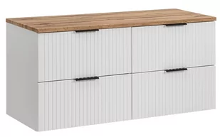 Szafka pod umywalkę z blatem, Adel, 120x46x57 cm, biały, dąb wotan, mat - Szafki łazienkowe - miniaturka - grafika 1