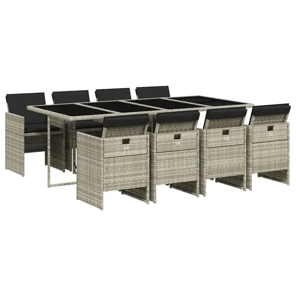 Zestaw Mebli Ogrodowych Rattan PE, Stół 220x106x73 cm, Krzesła 50,5x54x7