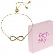 Bransoletki - Bransoletka damska NIESKOŃCZONOŚĆ regulowana miedź kolor cyrkonie PREZENT - miniaturka - grafika 1