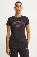 Koszulki sportowe damskie - Puma t-shirt bawełniany damski kolor czarny 682986 - miniaturka - grafika 1