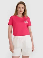 Koszulki i topy damskie - 4F T-shirt regular z nadrukiem damski - różowy S - miniaturka - grafika 1