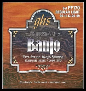 GHS Professional struny do banjo, 5-str. Loop End, Stainless Steel, Regular Light, .009-.020 - Struny gitarowe  - miniaturka - grafika 1