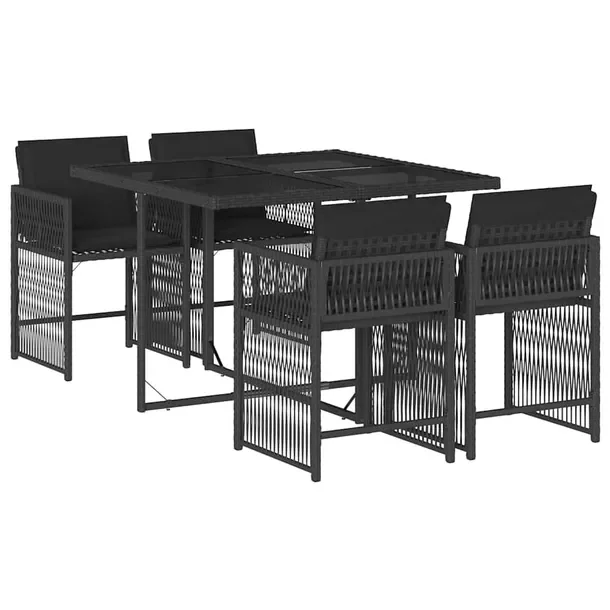 Zestaw mebli ogrodowych czarny z rattanem PE, stół 110x106x73 cm, krzesł