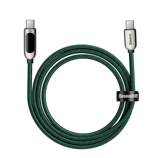 Baseus kabel USB Typ C - USB Typ C 100W (20V / 5A) Power Delivery z wyświetlaczem ekranem miernik mocy 2m zielony (CATSK-C06) - Kable USB - miniaturka - grafika 2