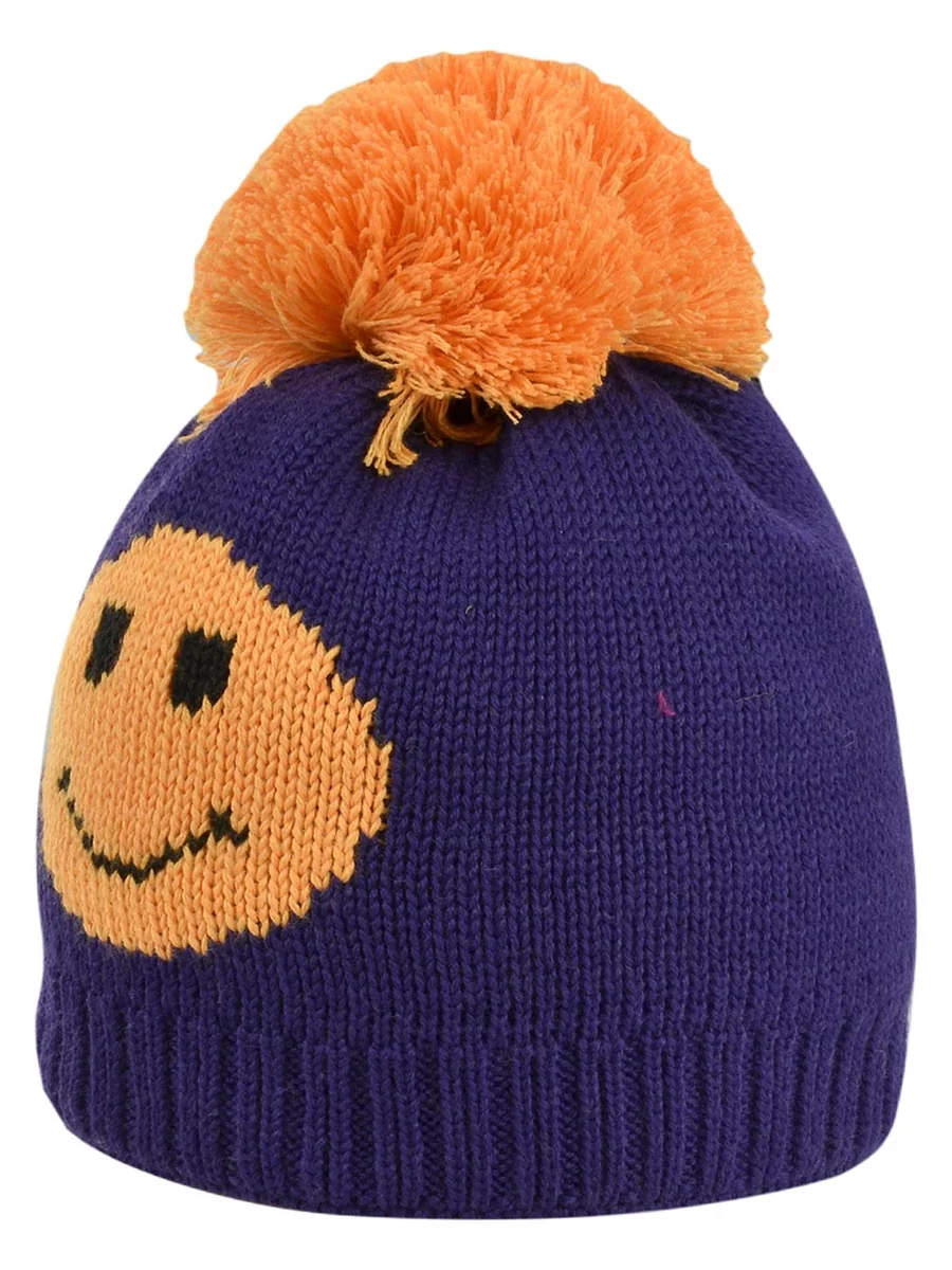 Czapka zimowa z pomponem i emotką granatowa Doll r.55