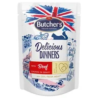 Mokra karma dla kotów - Butcher's Delicious Dinners Cat kawałki w sosie 24x100g Wołowina - miniaturka - grafika 1