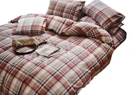 Pościel - POŚCIEL 160X200 BAWEŁNA SATYNOWA + POSZEWKI KOMPLET POŚCIELI KRATA - miniaturka - grafika 1