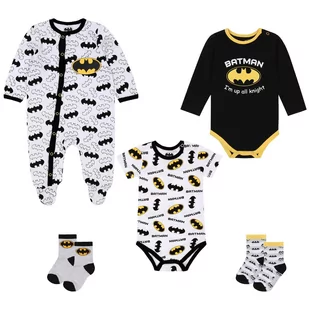 Batman Komplet niemowlęcy dla chłopca body, pajacyk + skarpetki - Pajacyki dla niemowląt - miniaturka - grafika 1