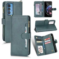 Portfele - Gangxun Etui na Motorola Edge 20 Pro Cover Zipper Magnetyczny portfel Etui na karty PU Skórzane etui z klapką Zielony A - miniaturka - grafika 1