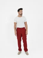 Spodnie męskie - Lniane spodnie SUNSET red wine - miniaturka - grafika 1