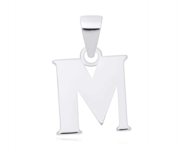 Srebrna Zawieszka Literka M Gładki Wisiorek Damski + Grawer 925