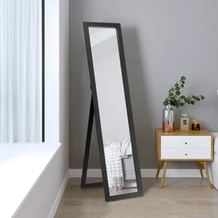 COSTWAY 2 w 1 pełnowymiarowe lustro, lustro stojące z drewnianą ramą, lustro do garderoby 37 x 155 cm, lustro do sypialni, salonu i przedpokoju czarne - Lustra - miniaturka - grafika 1