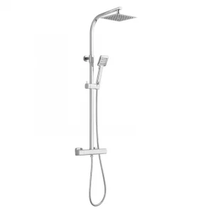 LAVEO PLC 00TD CALLA Kolumna natryskowa z baterią termostatyczną Długość drążka: 860-1370 mm Wysokość: 860-1370 mm Szerokość: 430 mm Głębokość: 425 mm Wymiar słuchawki: ? 85 mm Długość węża: 1500 mm Wykończenie: chrom - Zestawy prysznicowe - miniaturka - grafika 1